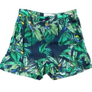 Indi&Cold Parrot Hawaiian Novelty Pleated Shorts 4 US Euro 36 Vacation Beach